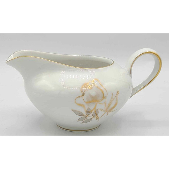 Vtg KPM Krister China Germany Sauce Gravy Boat and Creamer. Gold Rose Design - Picture 12 of 16